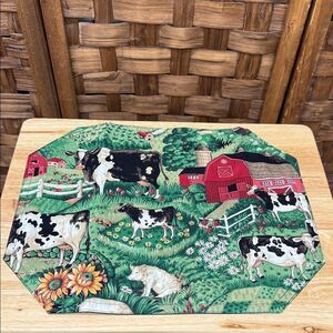 Vintage Choquette Farmhouse Cow Print Placemat x2